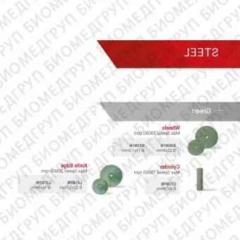 Полир STEEL Обработка NiCrсплавов и сплавов драг/мет. 1шт. Reddish Stone R46N1N 22 мм х 3 мм Зеленый Колесо